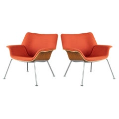 Herman Miller Swoop Plywood Lounge Chairs in Terra Cotta by Brian Kane, Pair