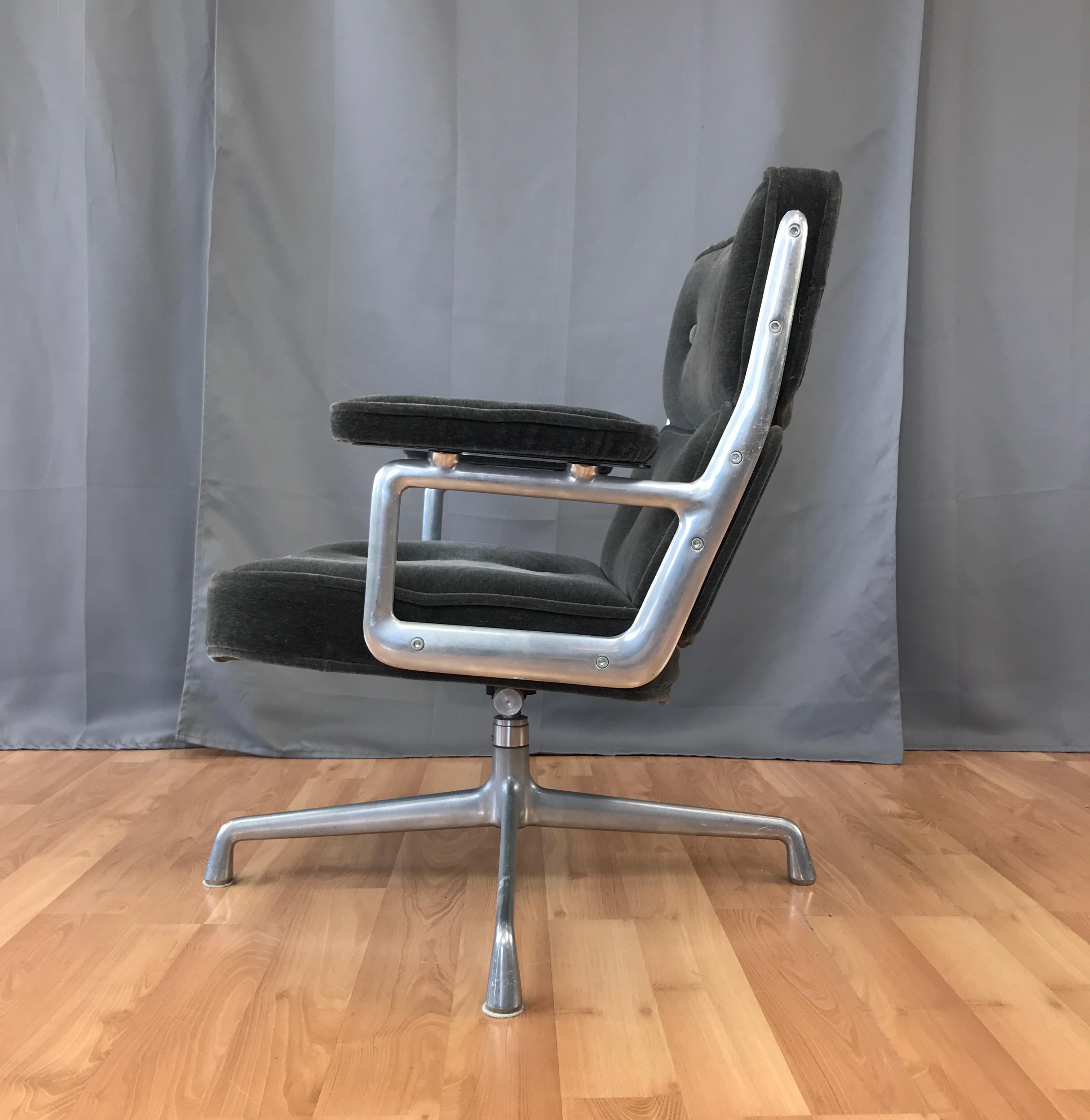 Mid-Century Modern Herman Miller Time Life Chair by Charles and Ray Eames in Charcoal Mohair