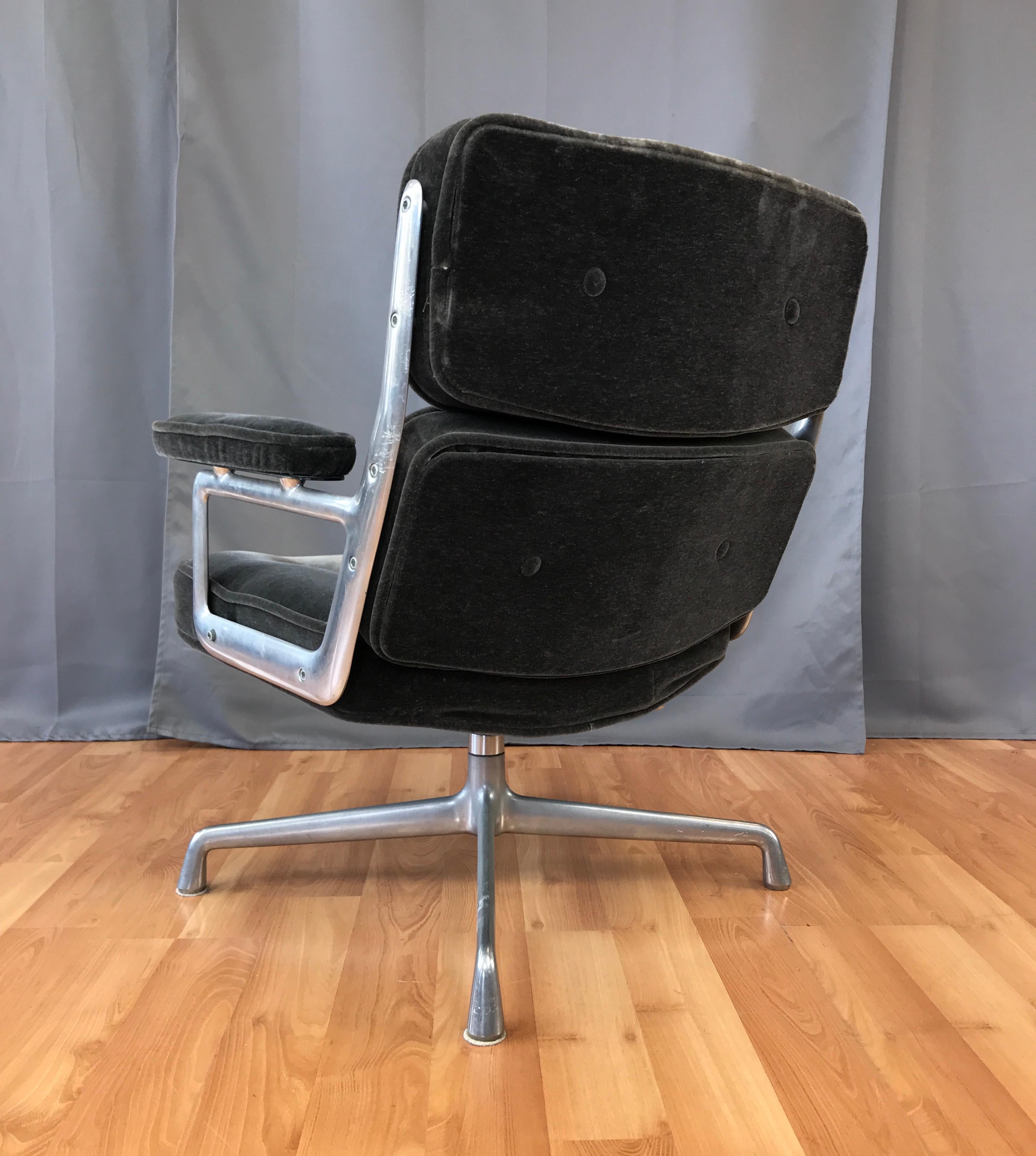 American Herman Miller Time Life Chair by Charles and Ray Eames in Charcoal Mohair