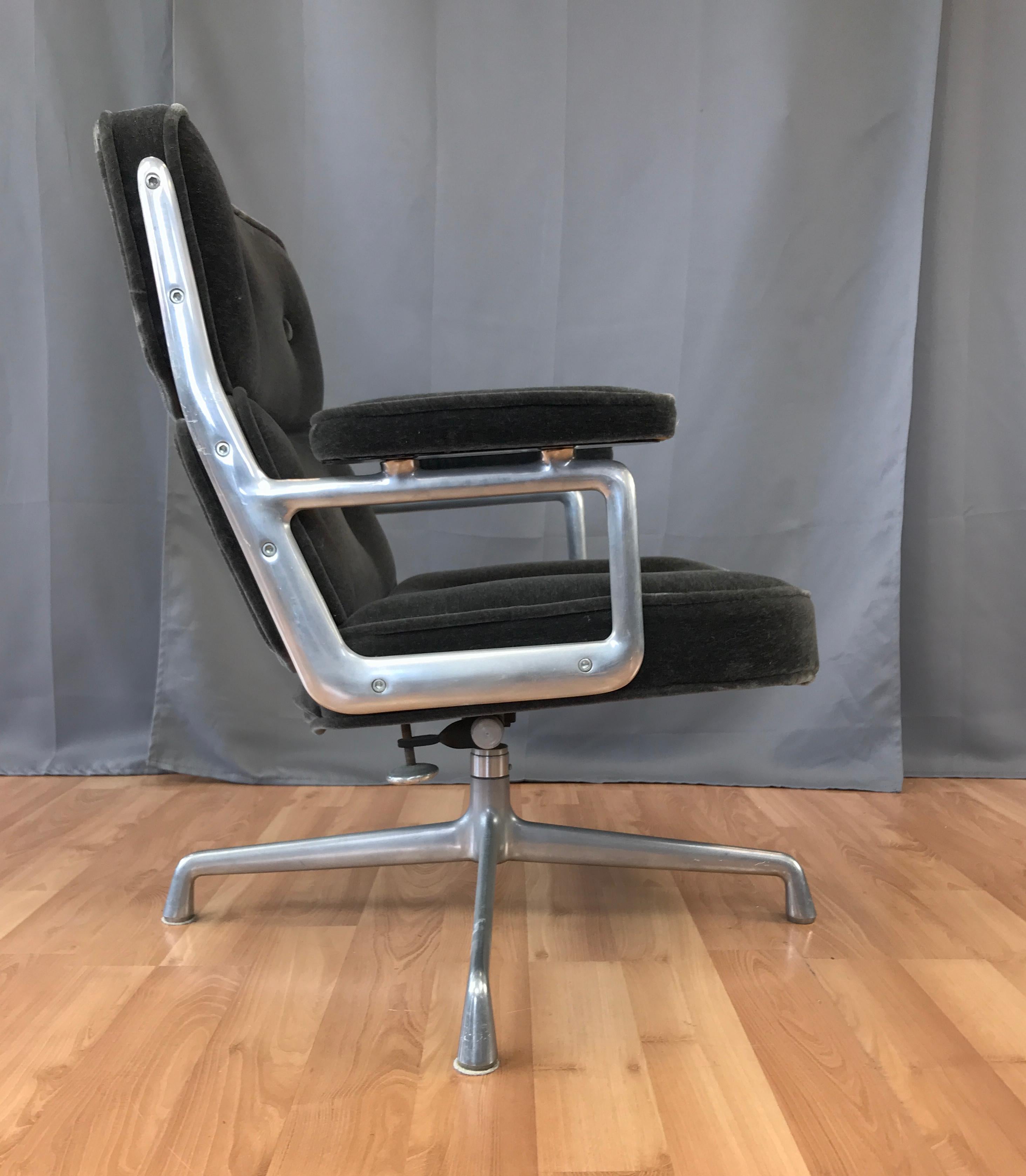 Mid-20th Century Herman Miller Time Life Chair by Charles and Ray Eames in Charcoal Mohair