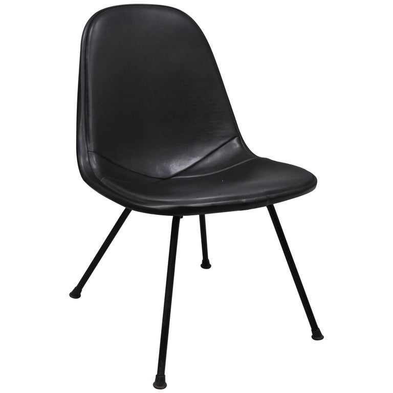 Herman Miller Vintage Eames Dkx Chair Black Upholstered Padded Vinyl Wire Frame For Sale At 1stdibs