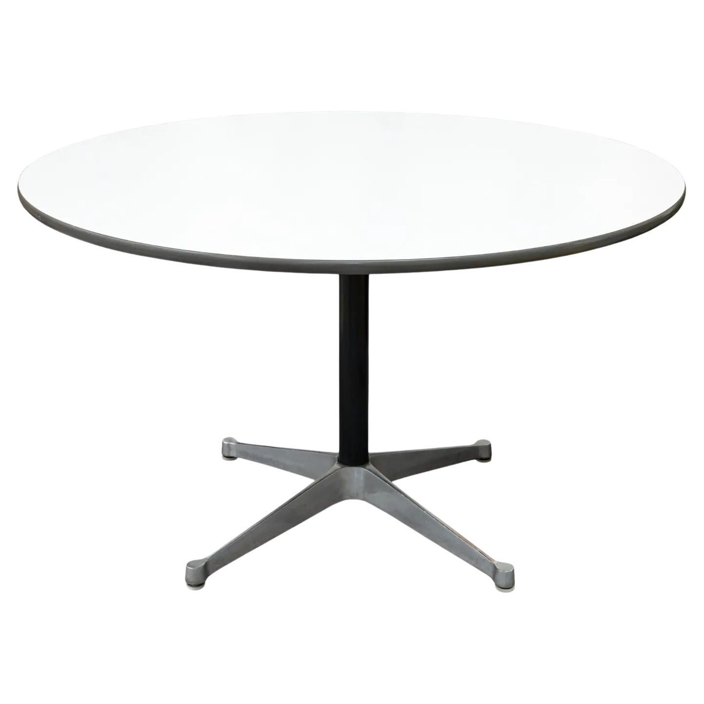 Herman Miller White Laminate Round Dinette Table with Aluminum Base