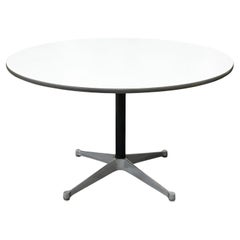 Herman Miller White Laminate Round Dinette Table with Aluminum Base