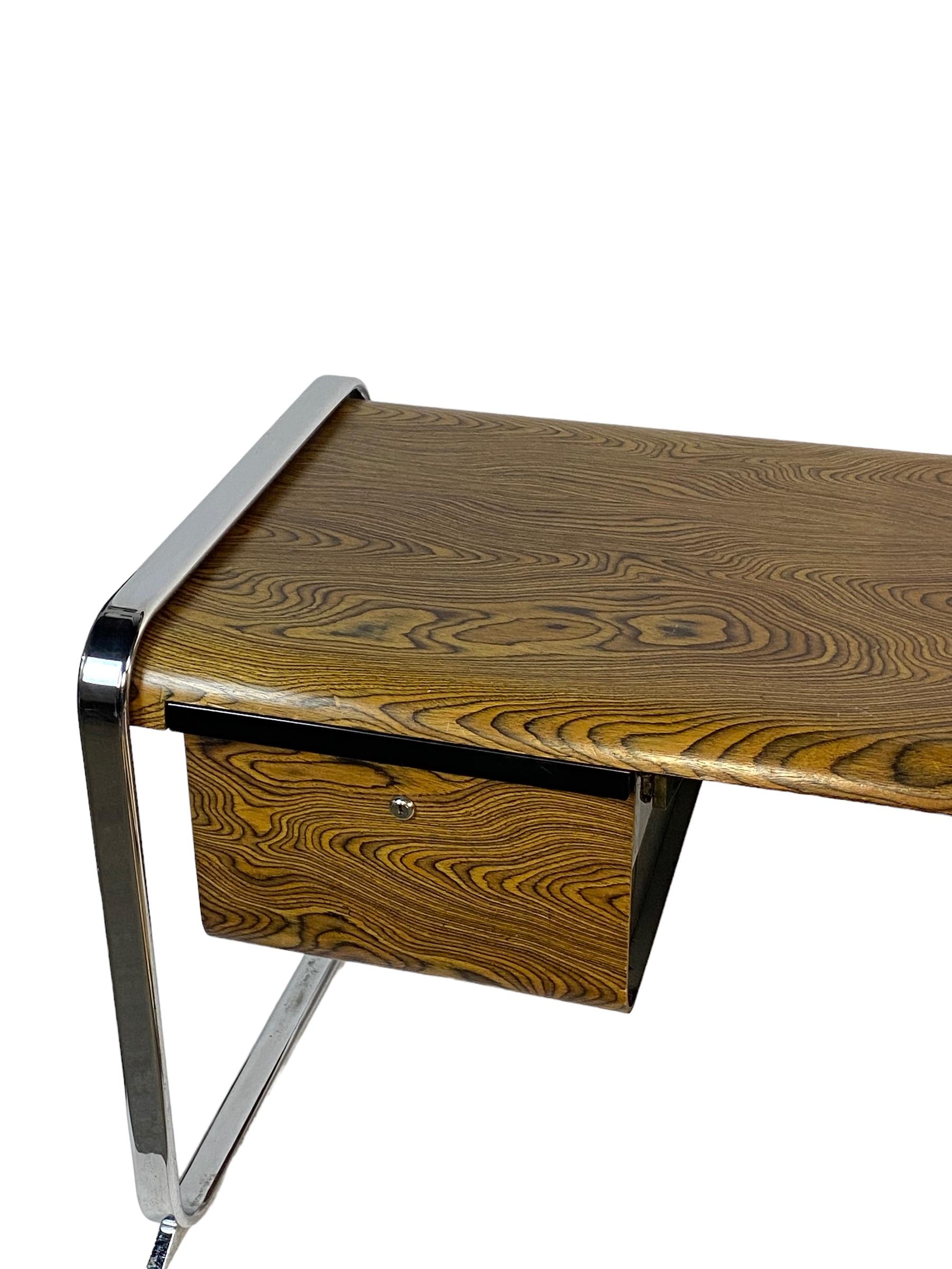 Herman Miller Zebra Wood and Chrome Desk Designed by Peter Protzman 2