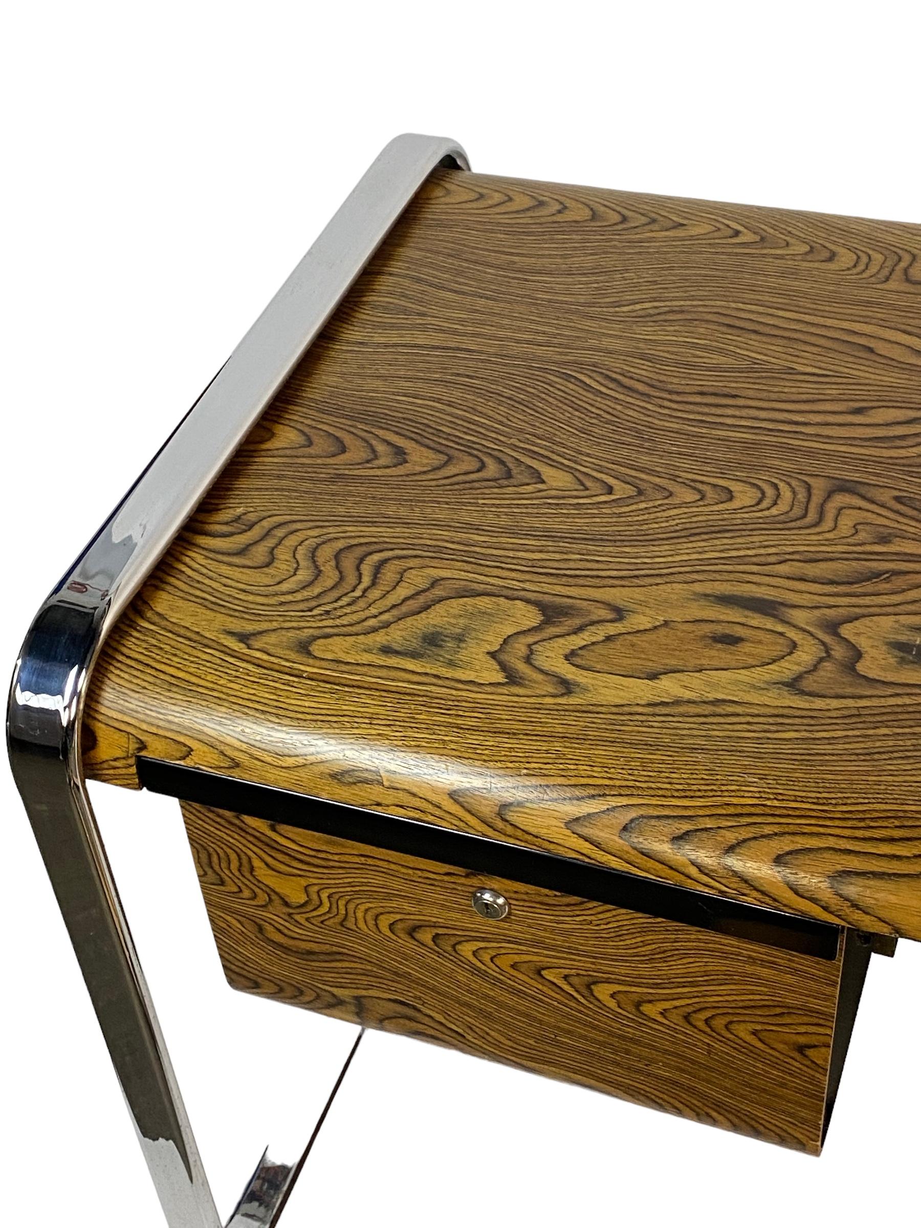 Herman Miller Zebra Wood and Chrome Desk Designed by Peter Protzman 3