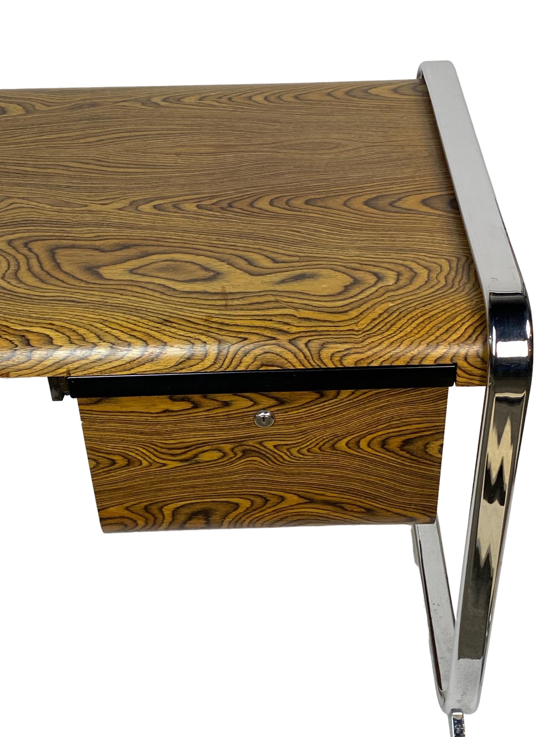 Herman Miller Zebra Wood and Chrome Desk Designed by Peter Protzman 7