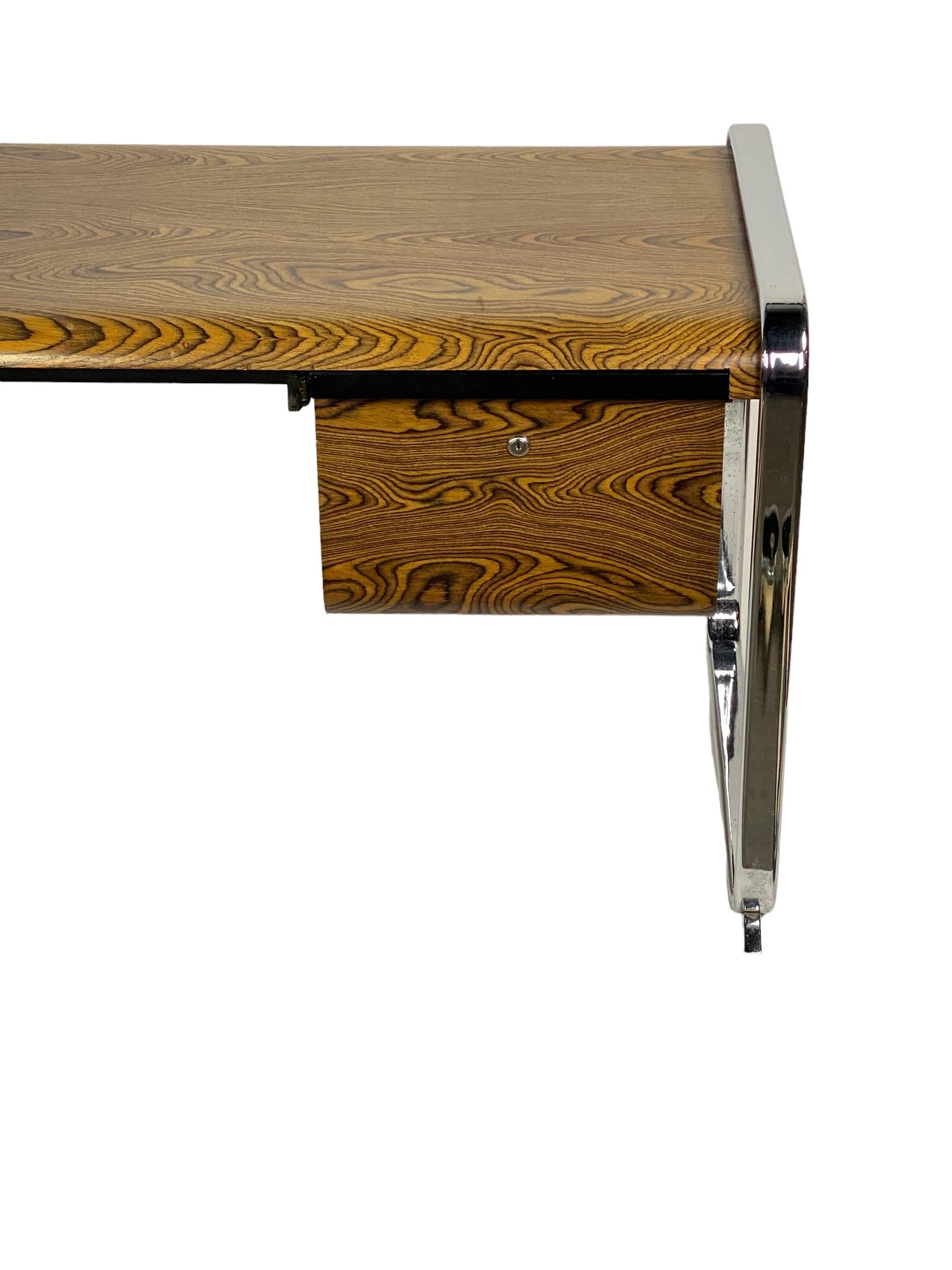 20th Century Herman Miller Zebra Wood and Chrome Desk Designed by Peter Protzman