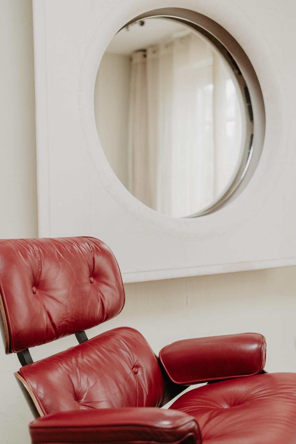 Herman Millr Eames Lounge Chair and Ottoman in Red Leather ... 2