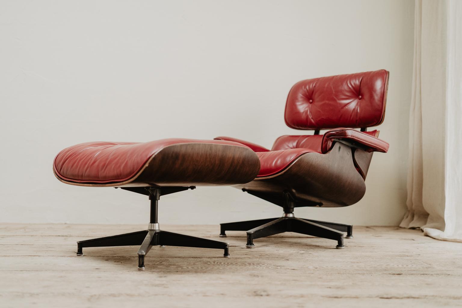 Herman Millr Eames Lounge Chair and Ottoman in Red Leather ...  4