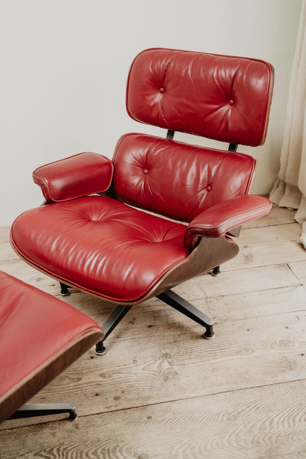 Herman Millr Eames Lounge Chair and Ottoman in Red Leather ...  5