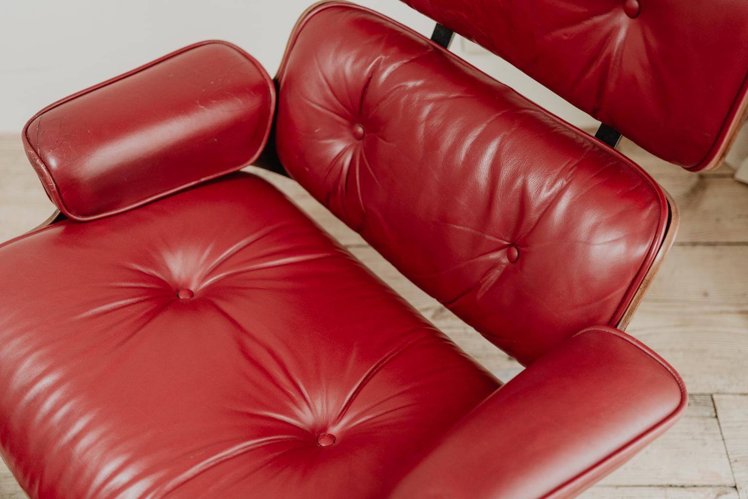 Herman Millr Eames Lounge Chair and Ottoman in Red Leather ...  6