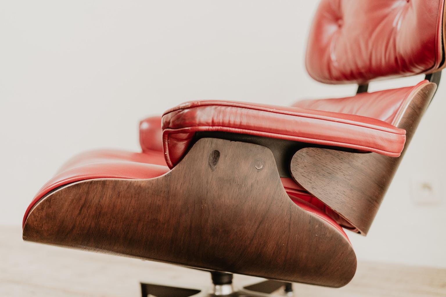 Herman Millr Eames Lounge Chair and Ottoman in Red Leather ...  8