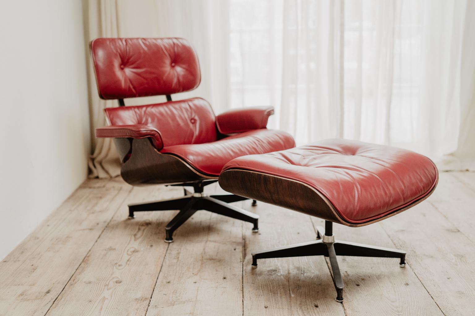 red eames lounge chair