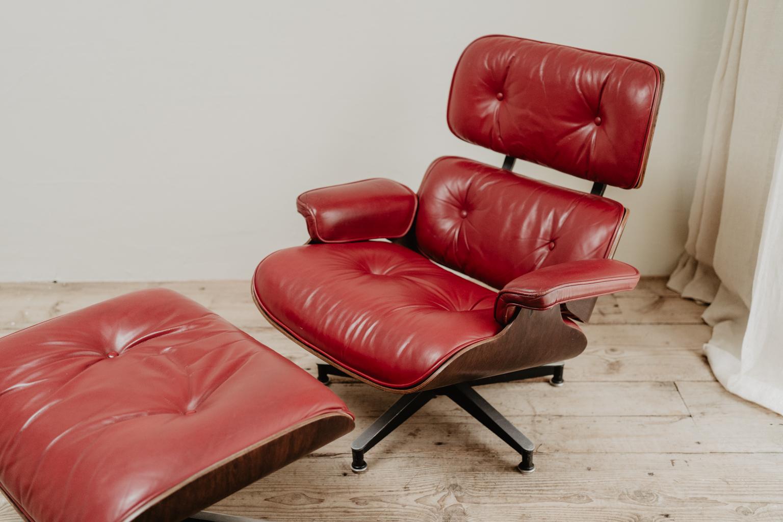 red eames chair