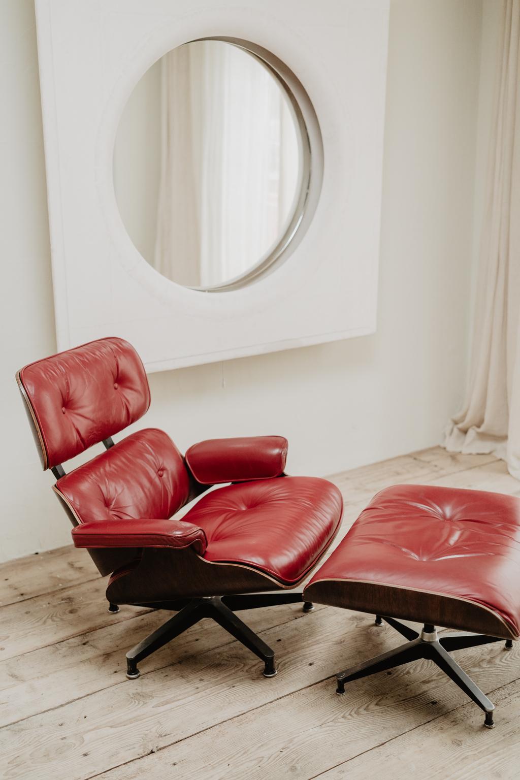 Herman Millr Eames Lounge Chair and Ottoman in Red Leather ...  1
