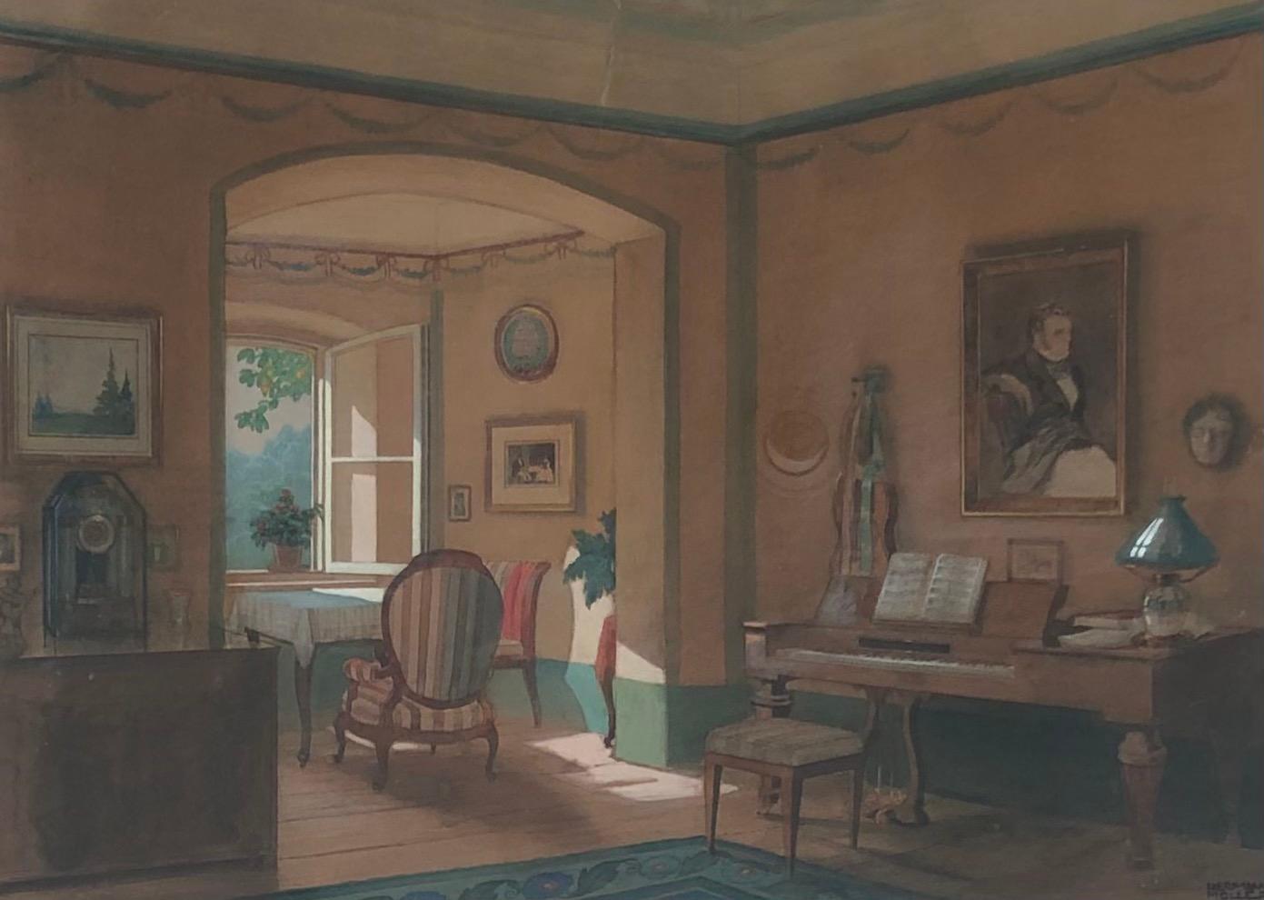 Herman Moller Interior Painting - 19th century interior