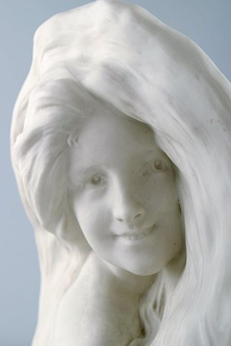 Herman Neujd for Gustafsberg / Gustavsberg Bust of Smiling Young Woman In Excellent Condition In Copenhagen, DK