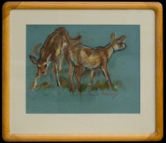 Adorable Deer Pastel Signed by Herman Palmer