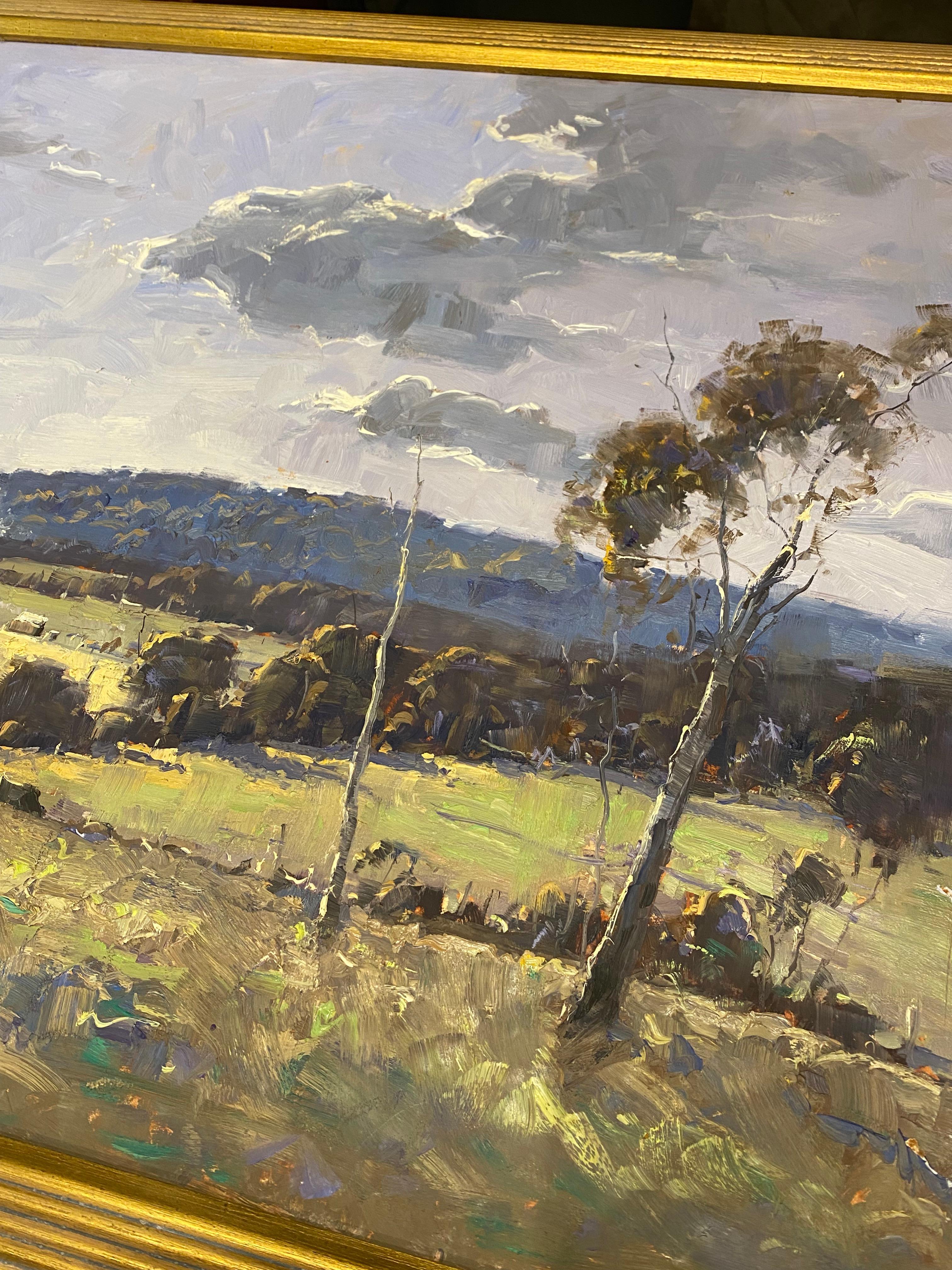 Herman Pekel (Impressionniste australien) Peinture à l'huile sur carton d'un paysage de campagne en vente 6