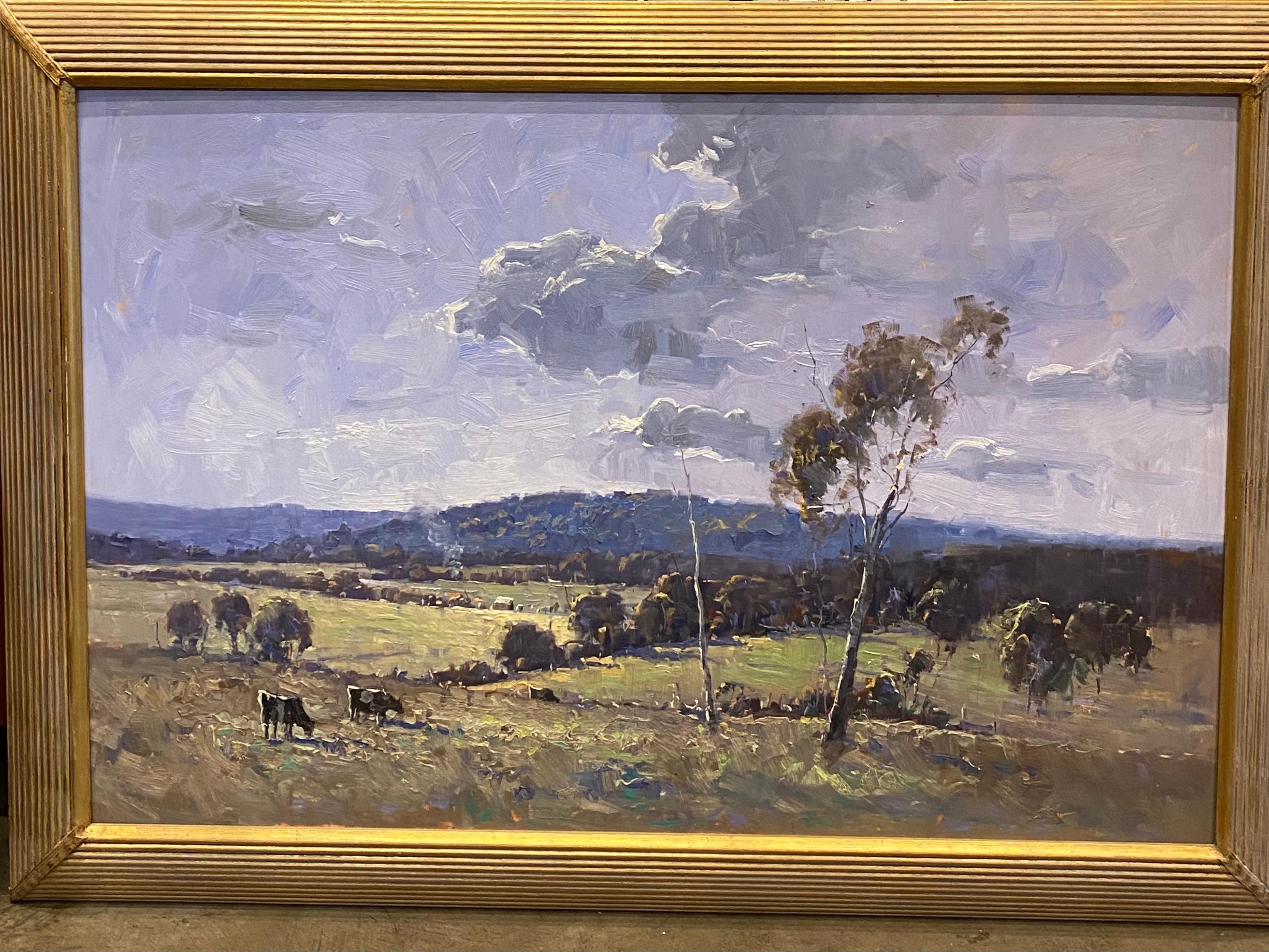 Cette magnifique huile sur panneau 
Scène de paysage de campagne (rural) 
La peinture a été réalisée par l'impressionniste Herman Pekel
(australien-néerlandais) en 1992 

Le tableau est signé et daté au verso 

Dimensions : 59cm x 89cm 

Cadre :