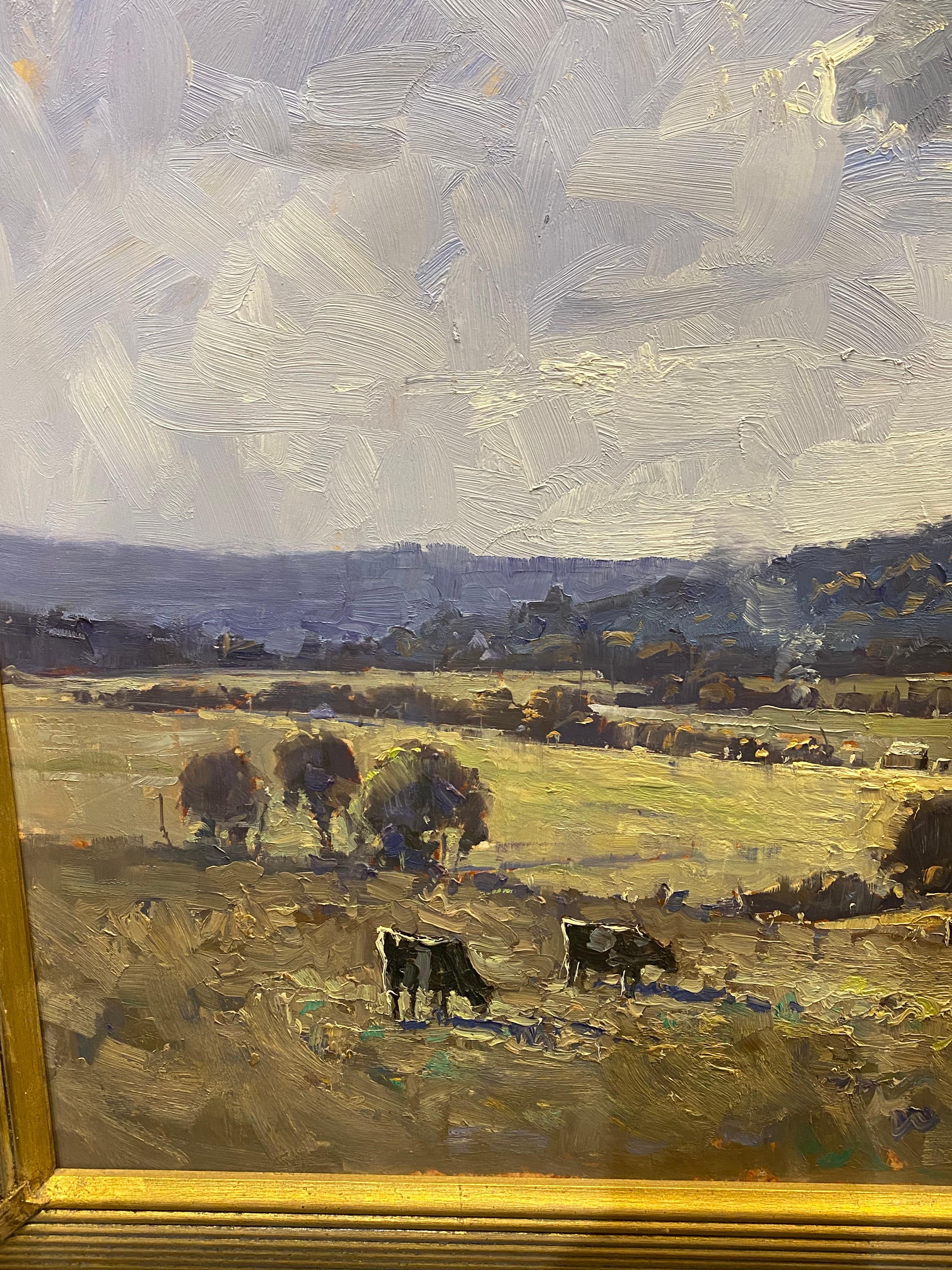 Herman Pekel (Impressionniste australien) Peinture à l'huile sur carton d'un paysage de campagne en vente 2