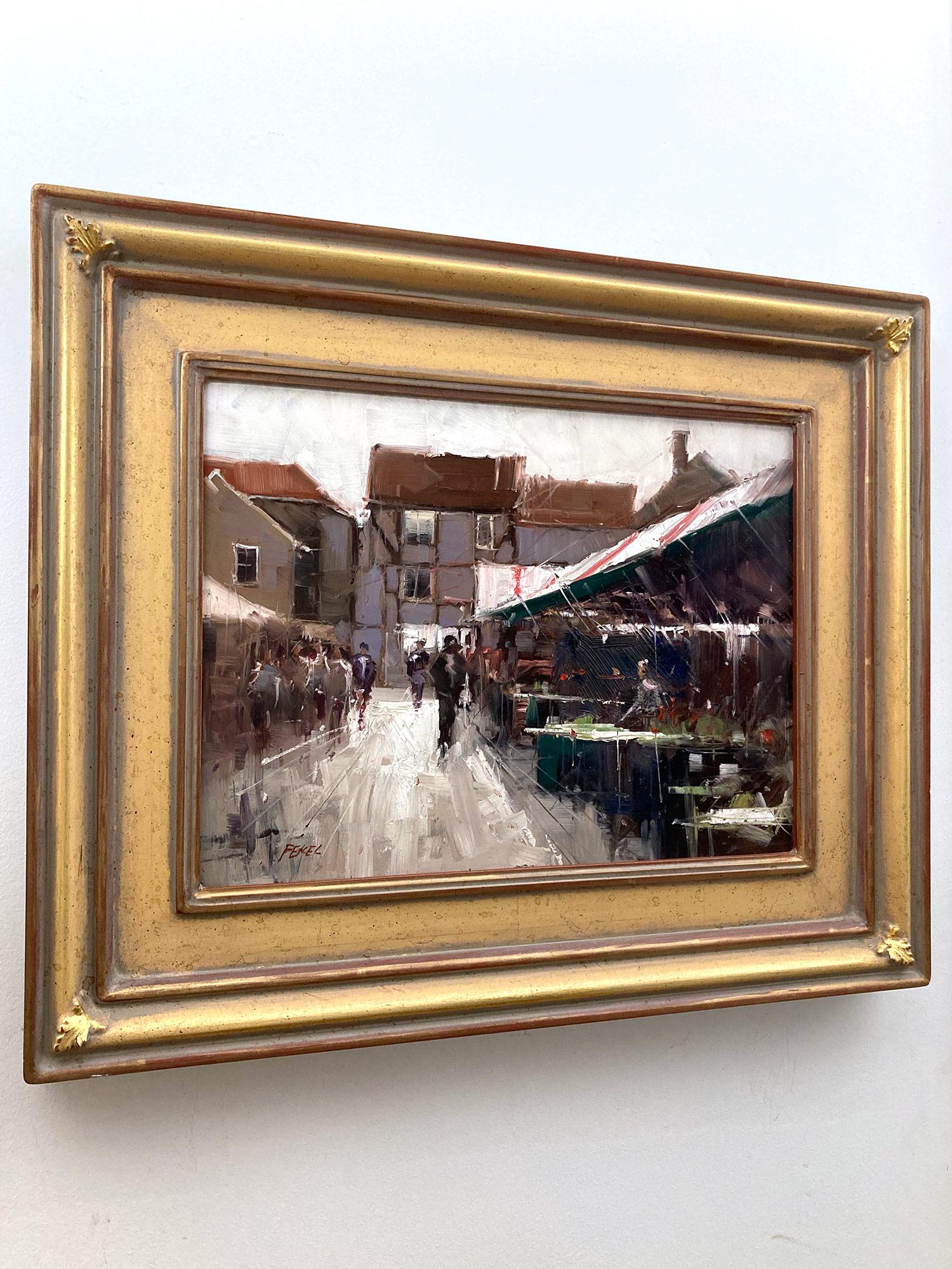 Peinture à l'huile abstraite en plein air du 20e siècle, « York Market England »  7