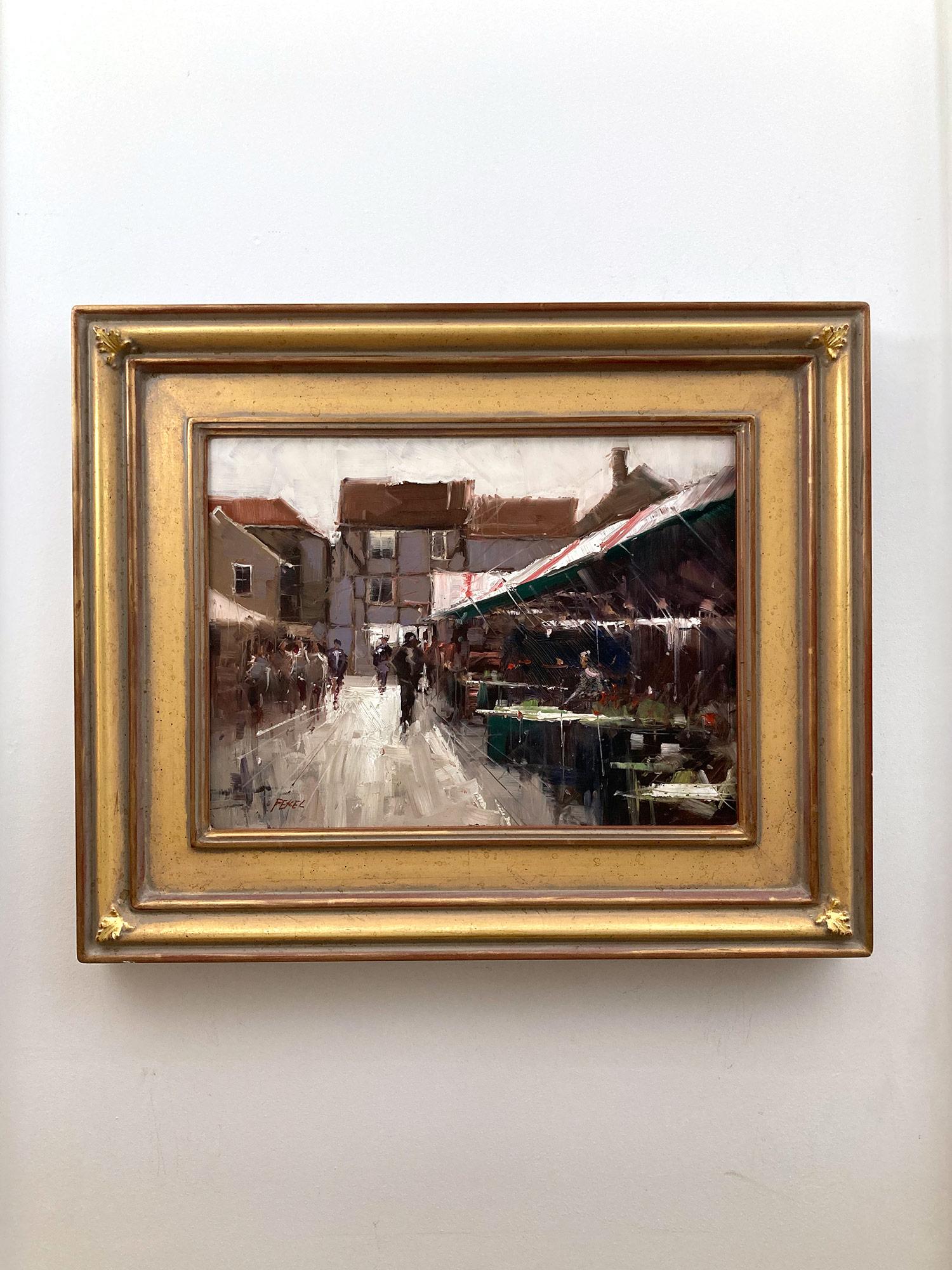 Peinture à l'huile abstraite en plein air du 20e siècle, « York Market England »  10