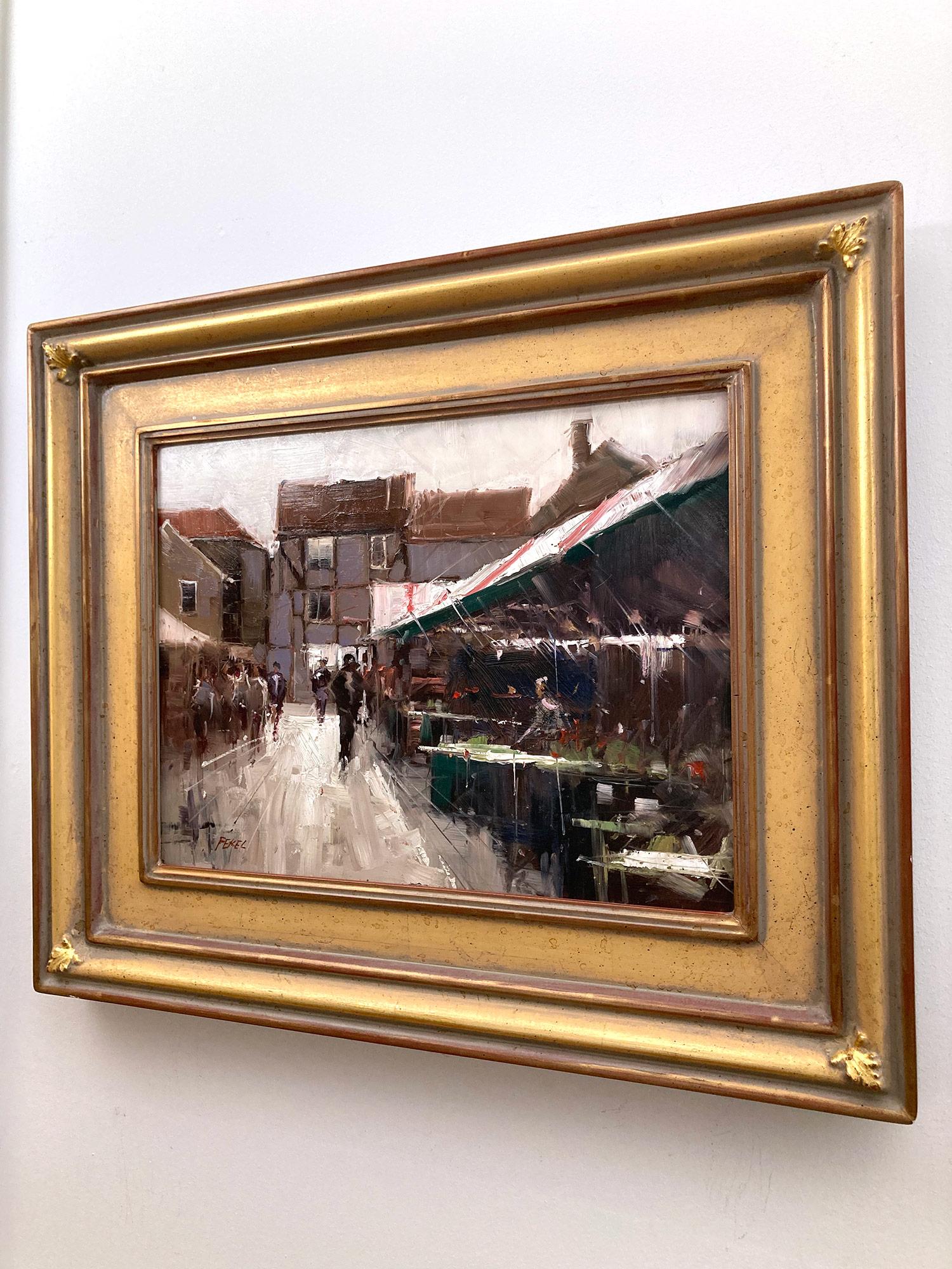 Peinture à l'huile abstraite en plein air du 20e siècle, « York Market England »  11