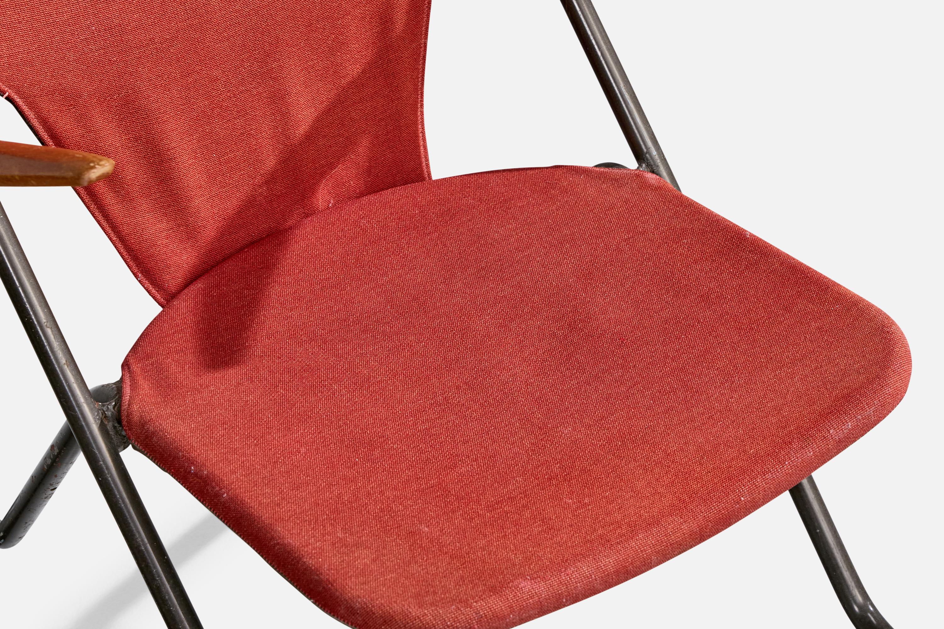 Fauteuil de salon Herman Persson, teck, acier, tissu, Suède, 1957 en vente 5