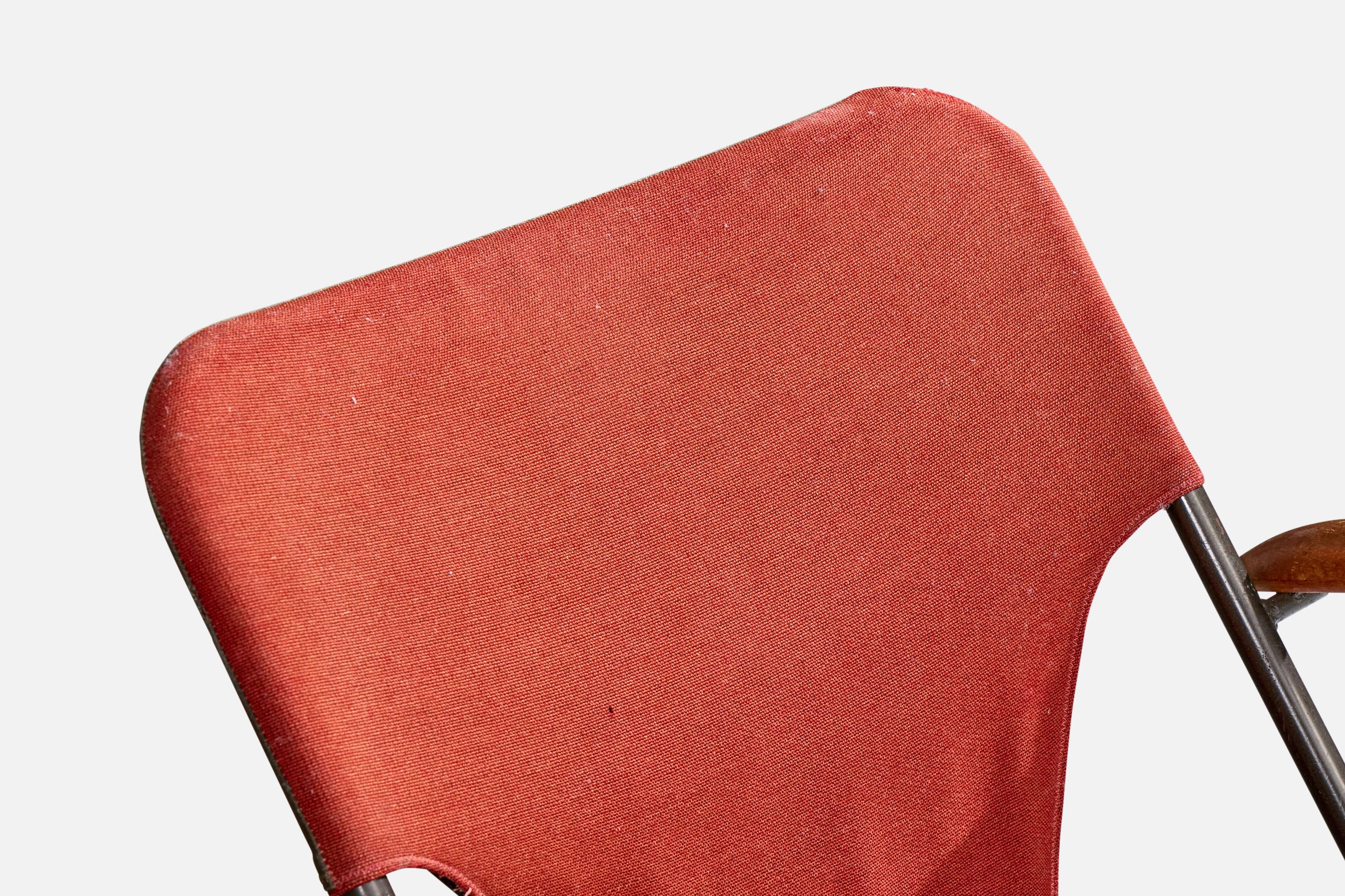 Fauteuil de salon Herman Persson, teck, acier, tissu, Suède, 1957 en vente 1
