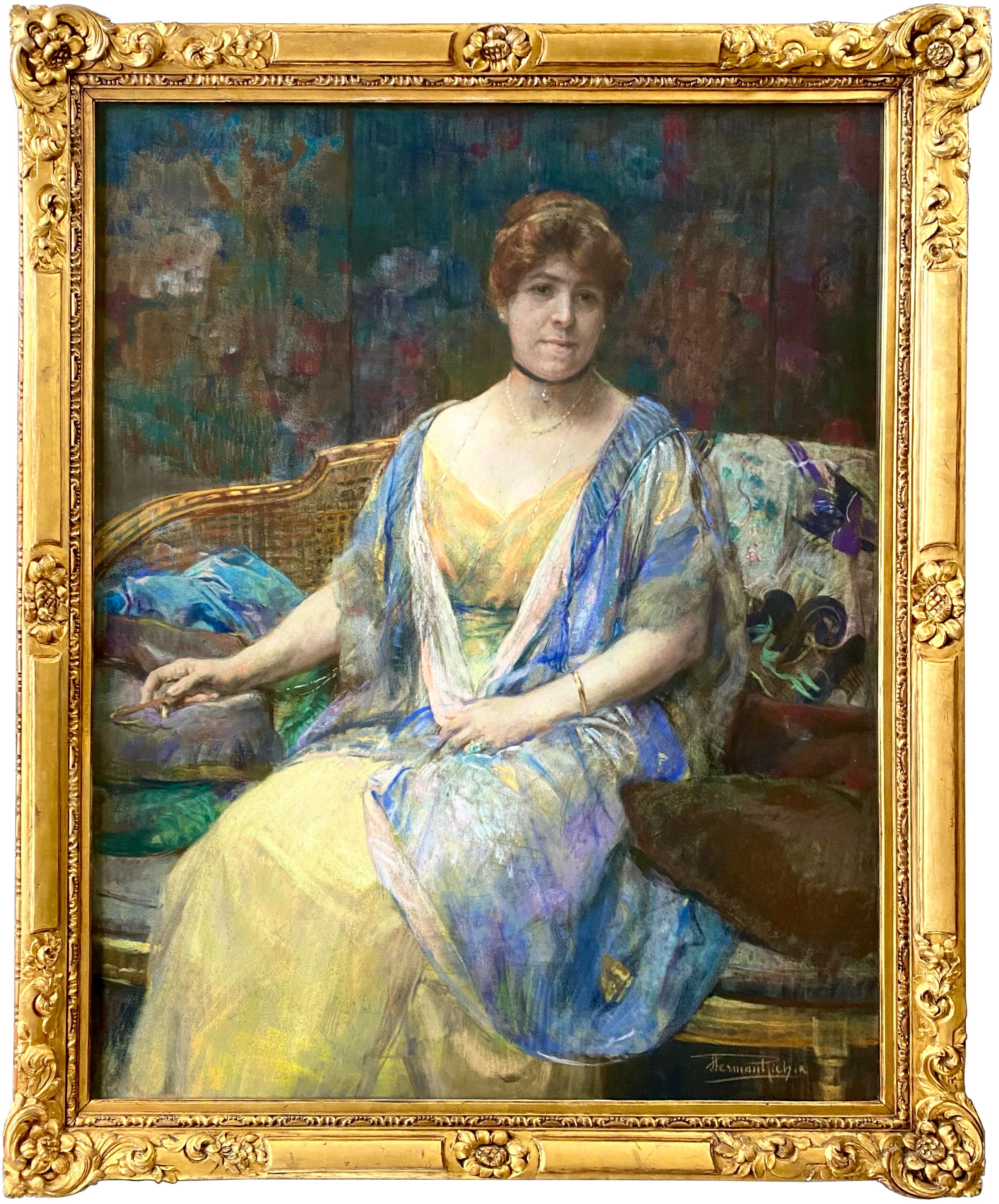 Dama en el sofá" de Herman Richir (1866 - Bruselas - 1942)