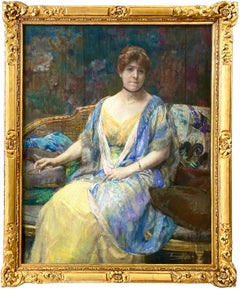 Dama en el sofá" de Herman Richir (1866 - Bruselas - 1942)