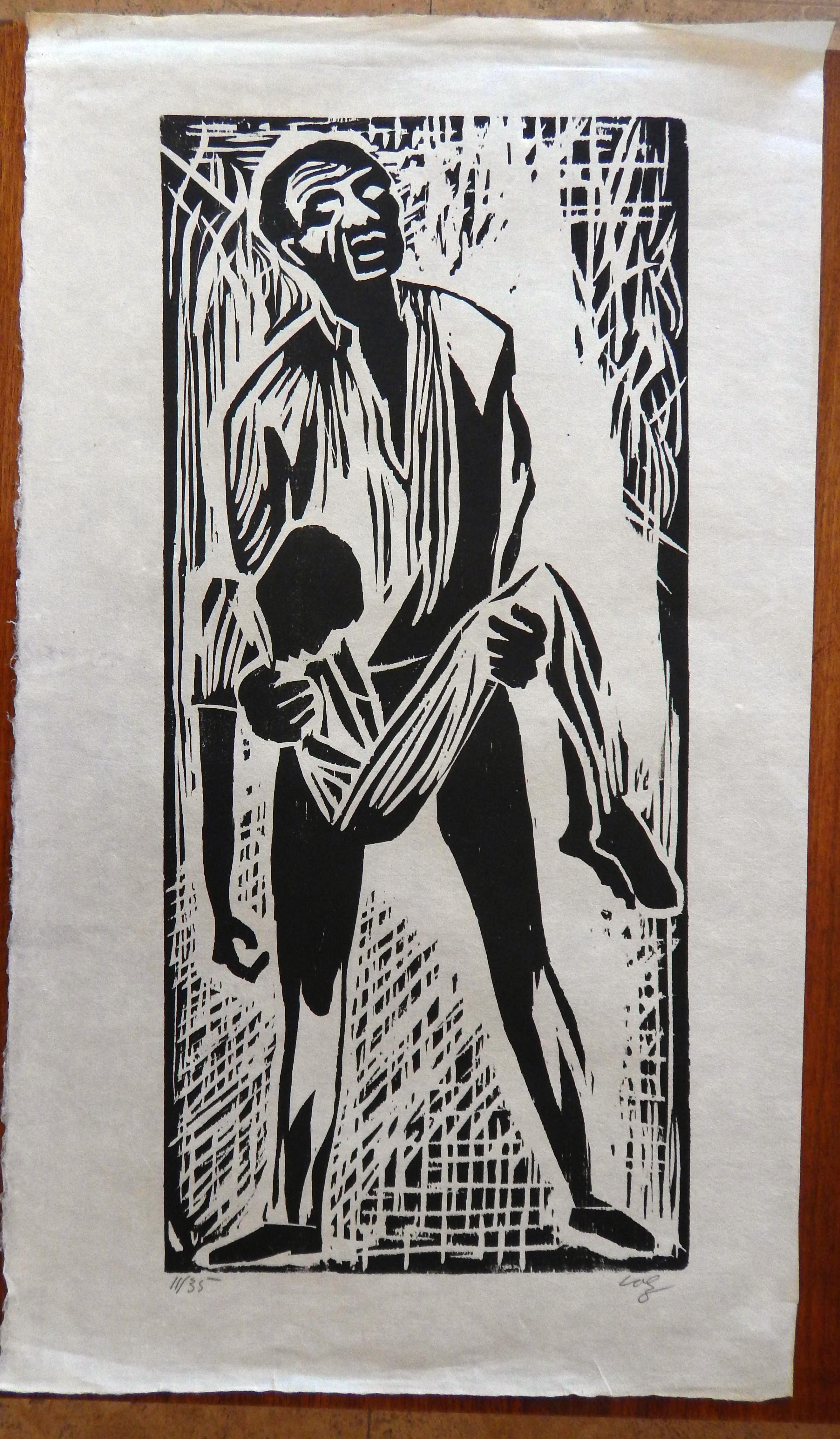 Herman Volz Original Woodcut, Social Unrest of the 1960's, Social Unrest - Print by Herman Roderick Volz