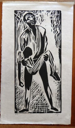 Herman Volz Original Woodcut, Social Unrest of the 1960's, Social Unrest