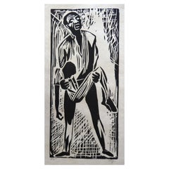Herman Volz Original Woodcut, Social Unrest of the 1960's, Social Unrest