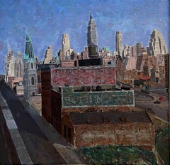 Vintage "Manhattan Looking East, " Herman Rose, WPA New York City View from Midtown