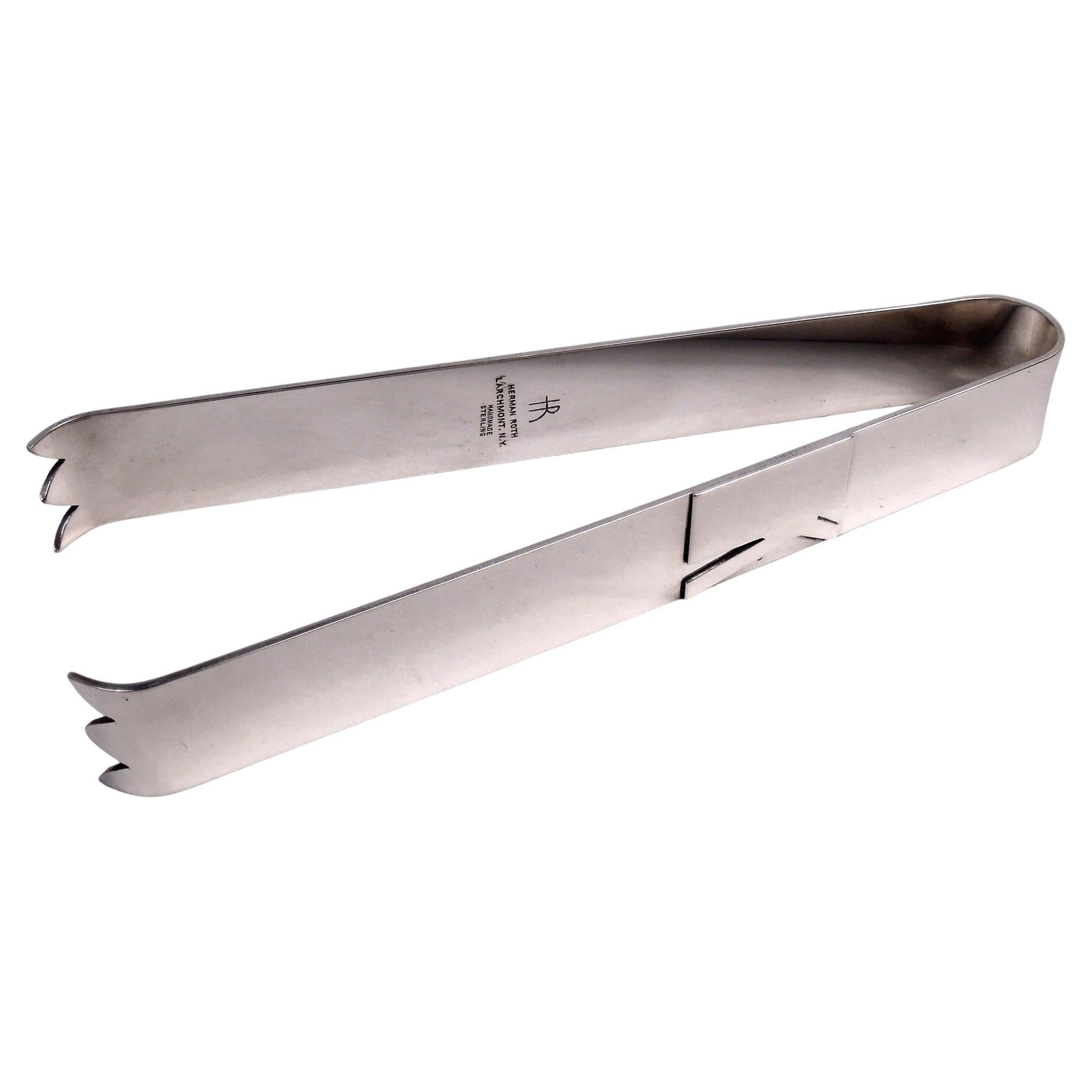 Herman Roth New York Midcentury Modern Sterling Silber Eiszange im Angebot