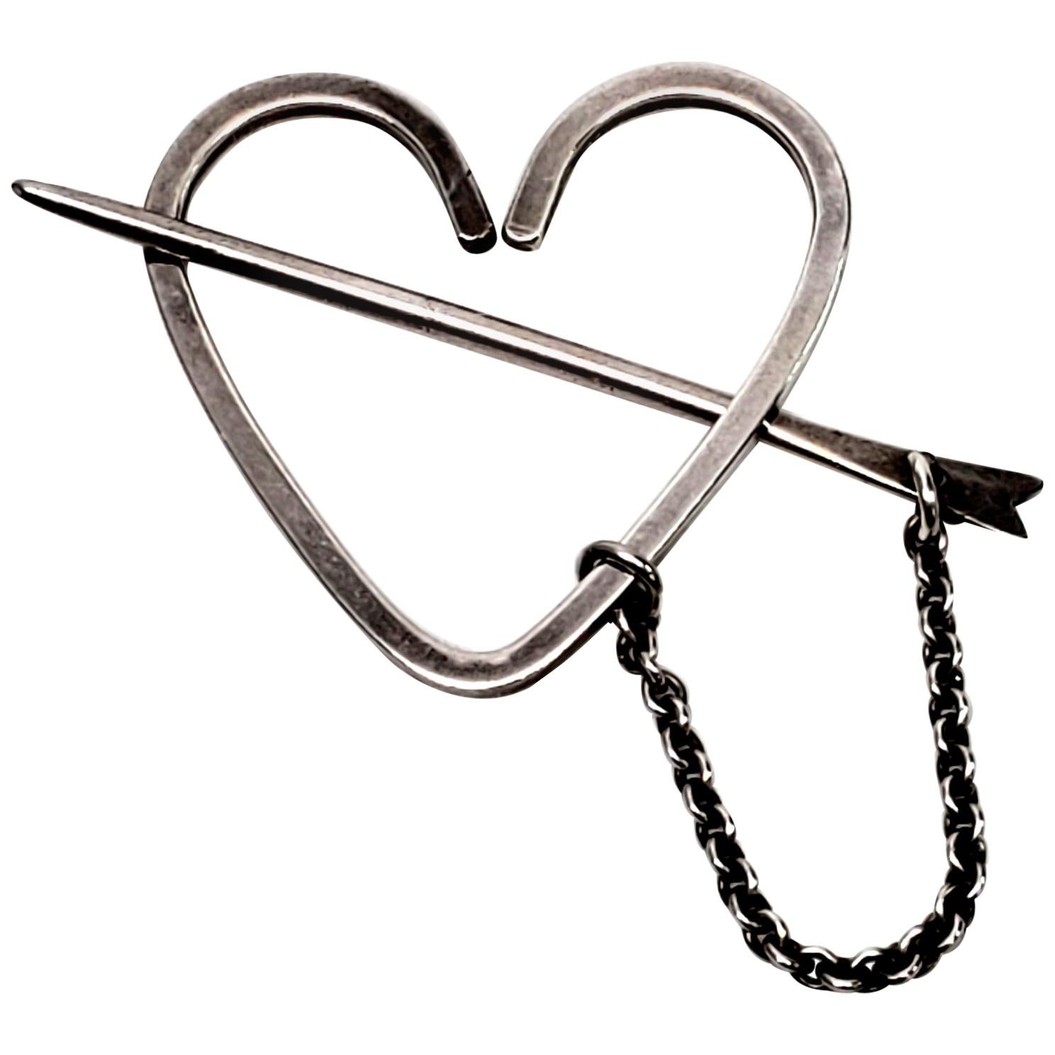 Herman Roth Sterling Silver Heart Stick Pin