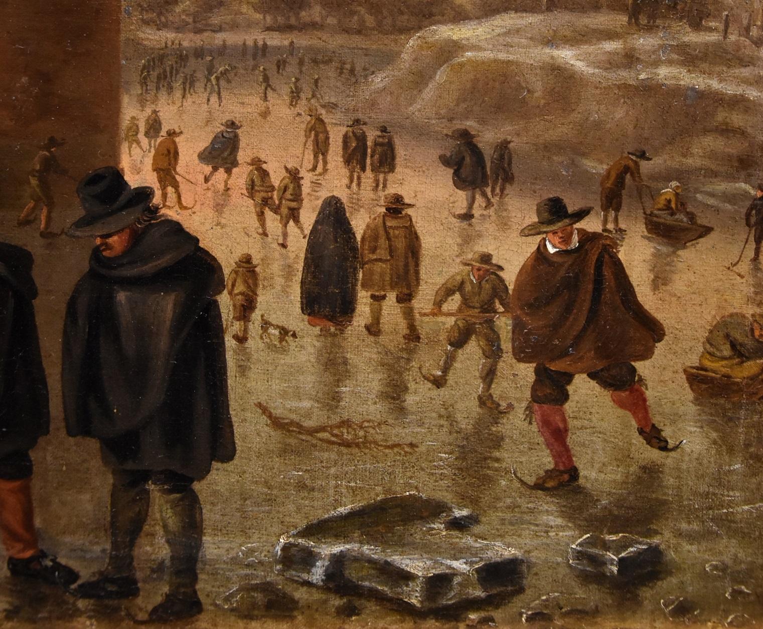 Winterlandschaft Utrecht Saftleven 17/18. Jahrhundert Gemälde Öl auf Leinwand Flämisch im Angebot 6
