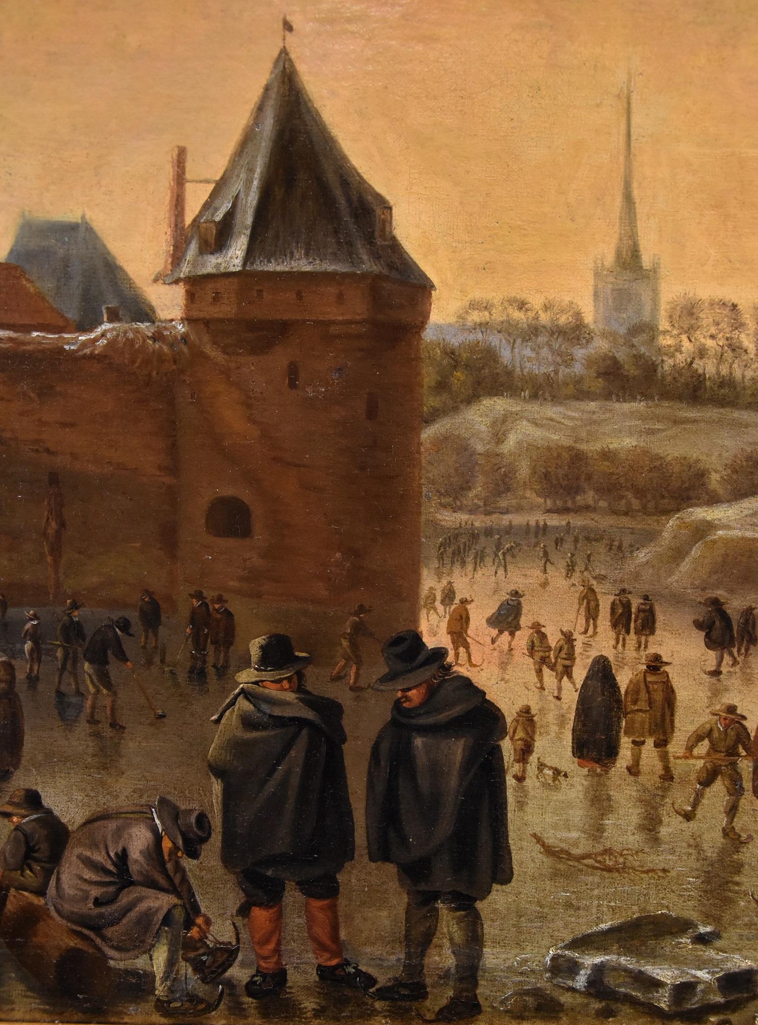 Winterlandschaft Utrecht Saftleven 17/18. Jahrhundert Gemälde Öl auf Leinwand Flämisch im Angebot 7