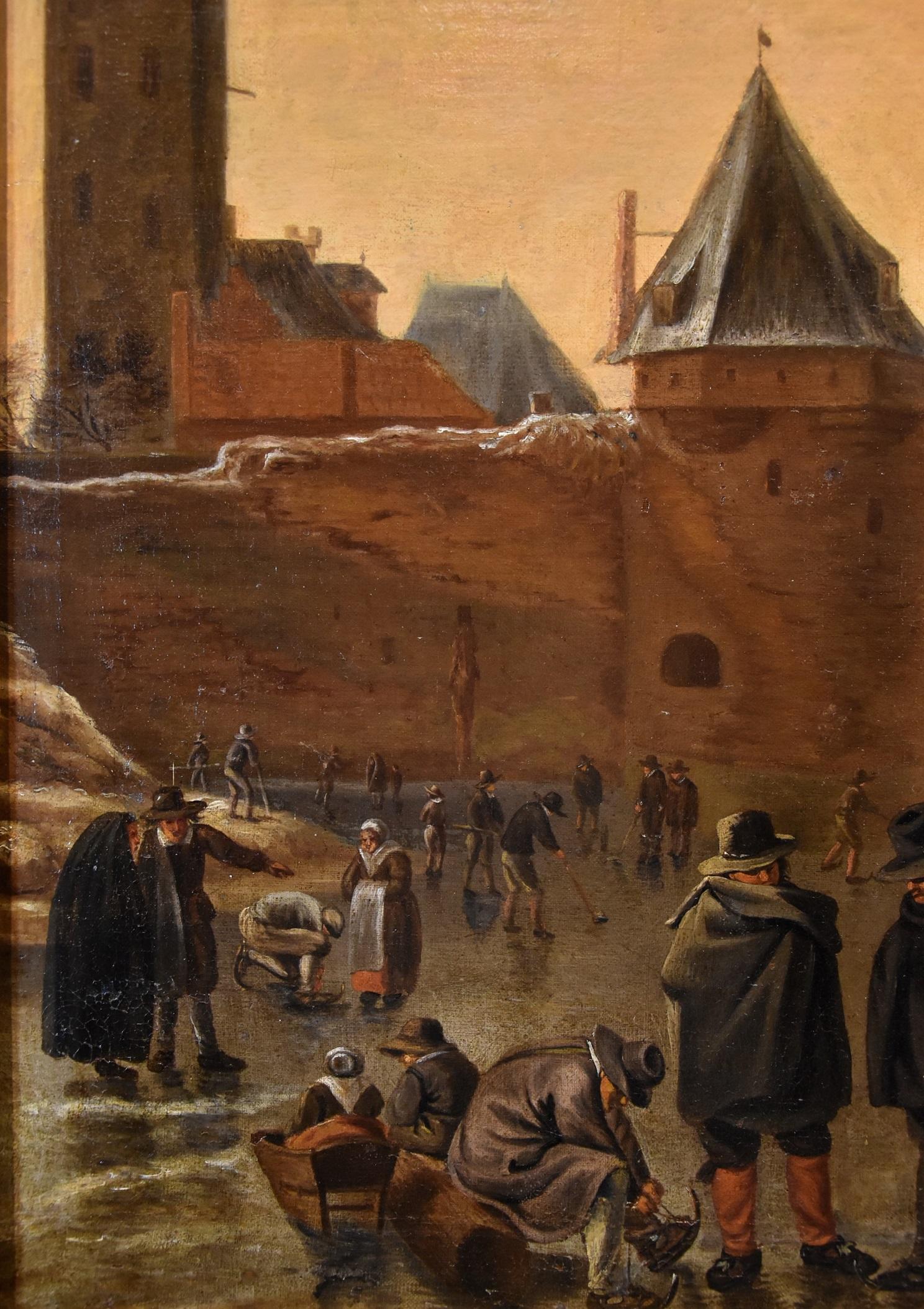 Winterlandschaft Utrecht Saftleven 17/18. Jahrhundert Gemälde Öl auf Leinwand Flämisch im Angebot 8
