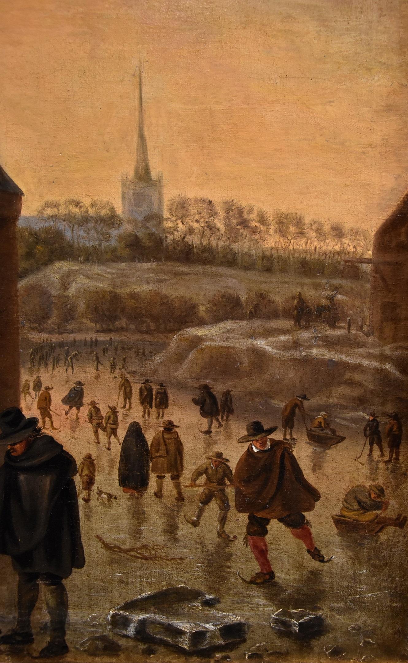 Winterlandschaft Utrecht Saftleven 17/18. Jahrhundert Gemälde Öl auf Leinwand Flämisch im Angebot 9