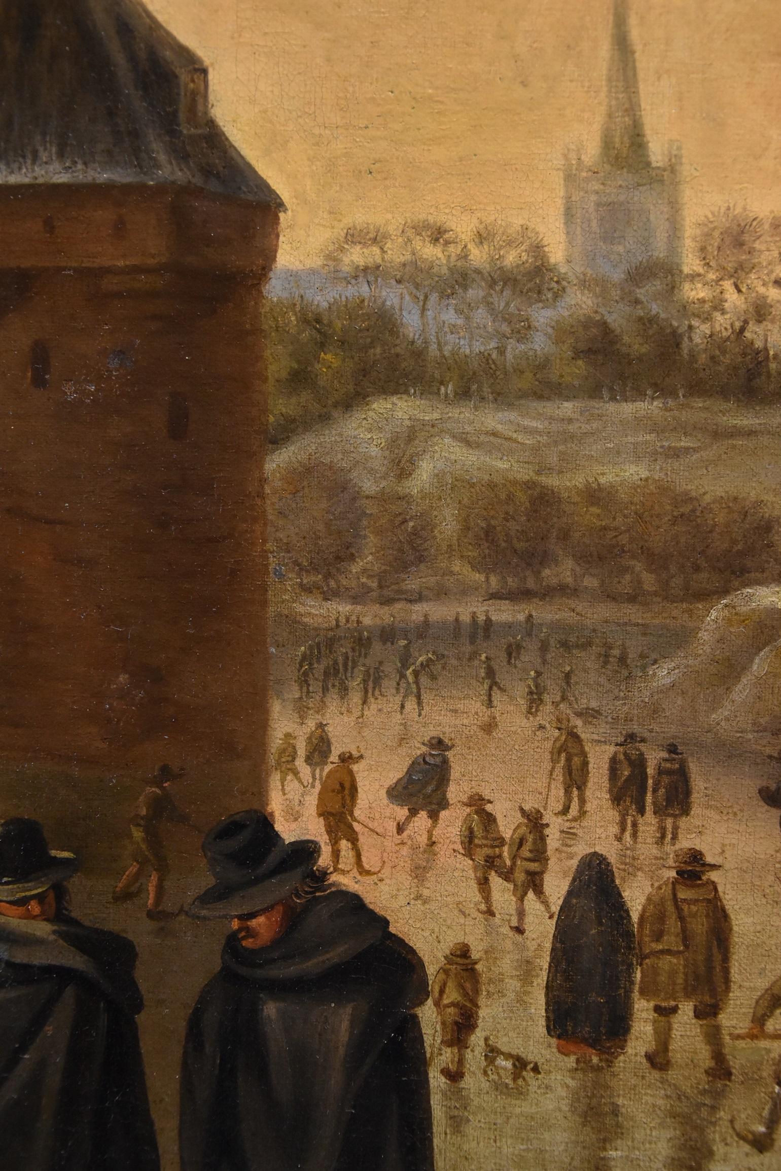 Winterlandschaft Utrecht Saftleven 17/18. Jahrhundert Gemälde Öl auf Leinwand Flämisch im Angebot 10