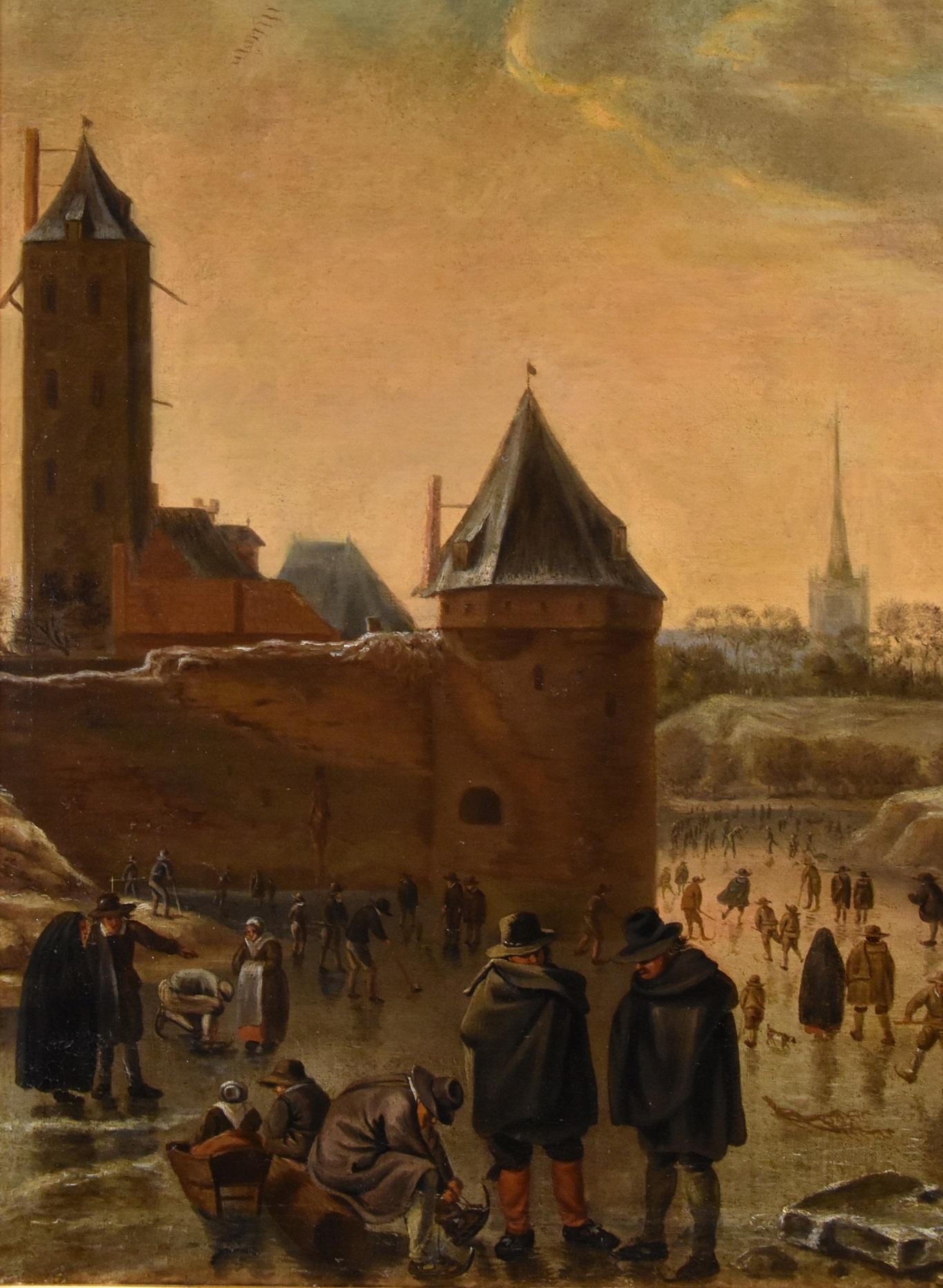 Winterlandschaft Utrecht Saftleven 17/18. Jahrhundert Gemälde Öl auf Leinwand Flämisch (Braun), Landscape Painting, von Herman Saftleven (rotterdam 1609 - Utrecht 168)
