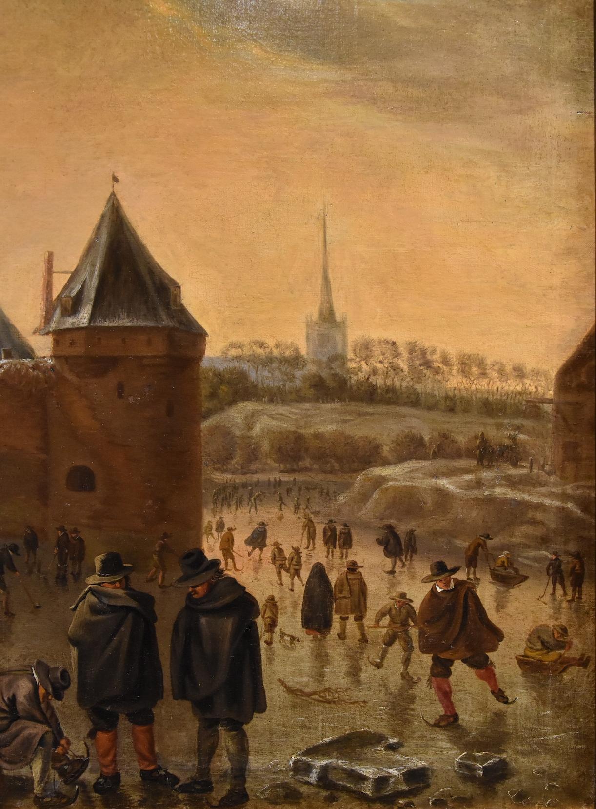 Werkstatt von Herman Saftleven dem Älteren (Rotterdam 1609 - Utrecht 1685)
Winterlandschaft mit der Stadt Utrecht

Öl auf Leinwand
81 x 65 cm. - Gerahmt 105 x 91 cm.

Das Gemälde zeigt eine bezaubernde Winterlandschaft mit dem Blick auf eine Stadt