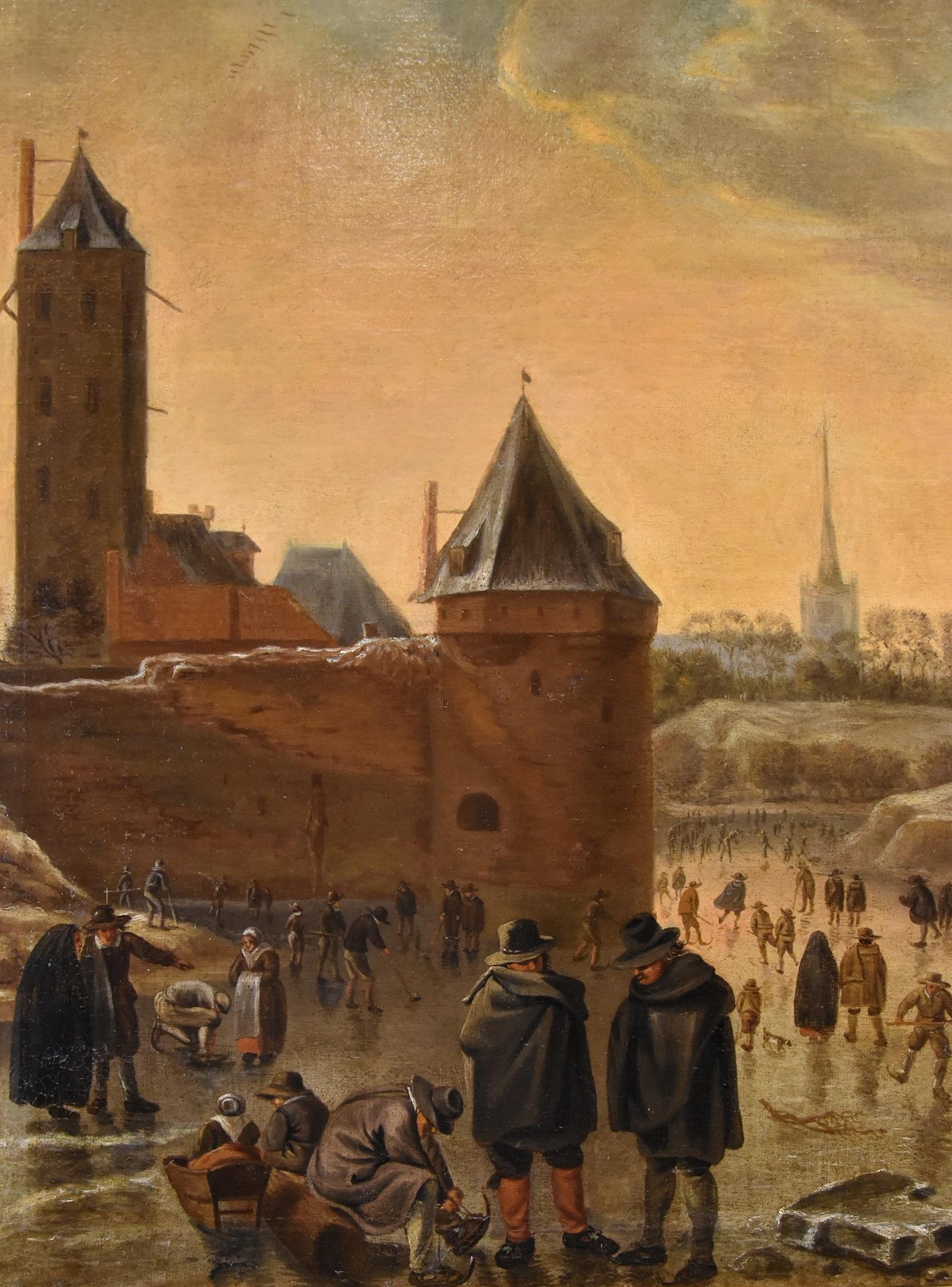 Winterlandschaft Utrecht Saftleven 17/18. Jahrhundert Gemälde Öl auf Leinwand Flämisch im Angebot 1