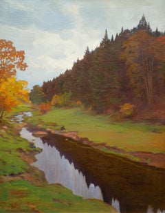 Autumn Landscape With Water Reflections, Painting by Swedish Herman Österlund