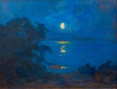 Paesaggio costiero al chiaro di luna dell'artista svedese Herman Österlund