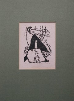 HERMAN TALVIK - Incisione surrealista - Firmata - Estonia/Svezia - CIRCA ANNI '50