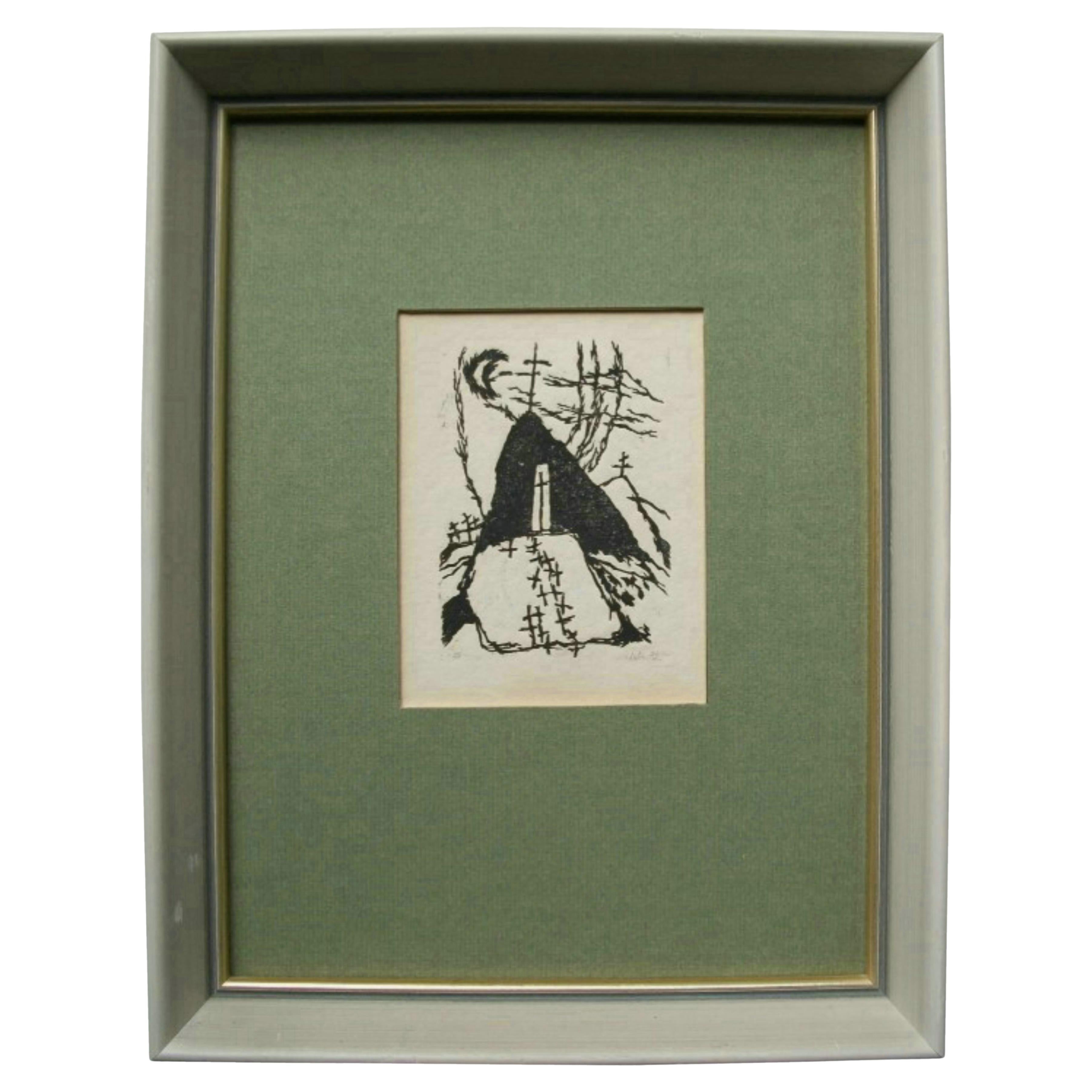 HERMAN TALVIK - Surrealist Engraving - Signed - Estonia/Sweden - Circa 1950
s For Sale